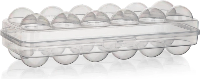 Caja de plástico para huevos con tapa y cierre, 12 uds., 27 cm