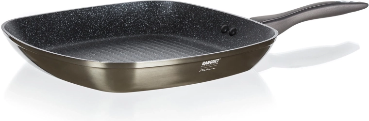 Sartén grill para steak 28 × 28 cm METALLIC PLATINUM con superficie antiadherente