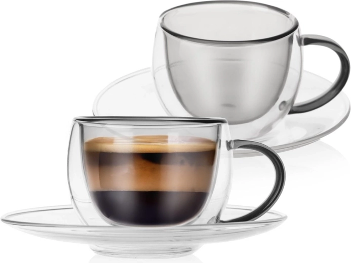 Tazas térmicas con platillo de doble pared para espresso 90 ml, 2 uds.