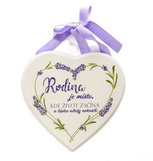 Corazón de madera blanco «La familia es…»