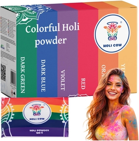 Polvo holi de colores Holi Cow set 6×100 g