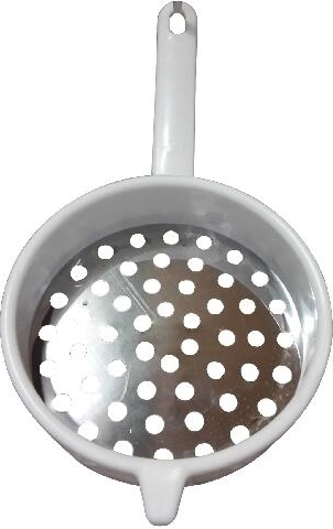 Colador para ñoquis de acero inoxidable de 18 cm con mango de plástico