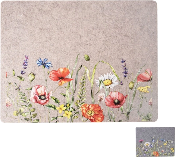 Mantel individual de poliéster con motivo de flores primaverales 45 × 35 cm