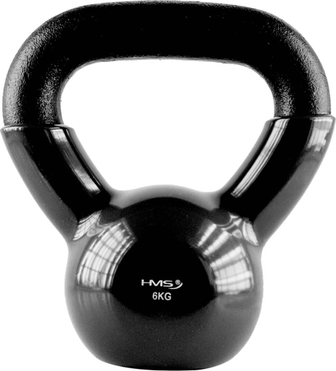 Kettlebell HMS 6 kg con recubrimiento de vinilo, negro