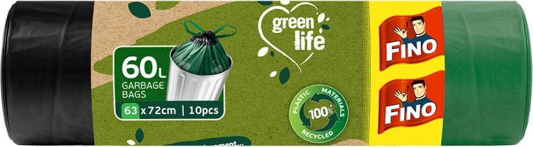 Bolsas de basura bio con cierre de cordón 60 l, verdes (10 uds)