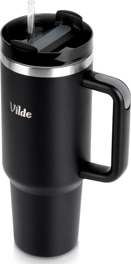 Termotaza de acero inoxidable con asa 1,2 l negra