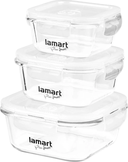 Set Lamart Air de 3 recipientes cuadrados para alimentos