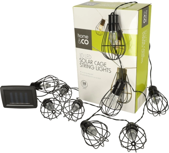 Guirnalda luminosa solar de jardín estilo loft, 10 LED