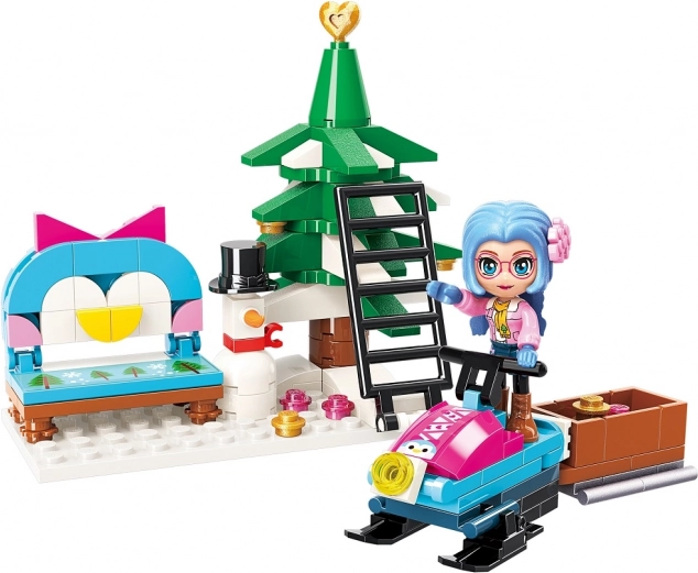 Qman felices navidades – scooter de nieve y árbol de Navidad