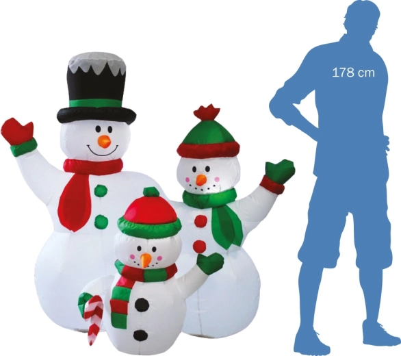 Familia de muñecos de nieve hinchable iluminada 153 cm