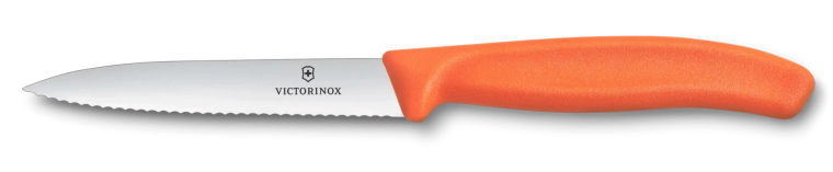 Cuchillo pelador Victorinox para fruta y verdura 10 cm, dentado, con punta, naranja