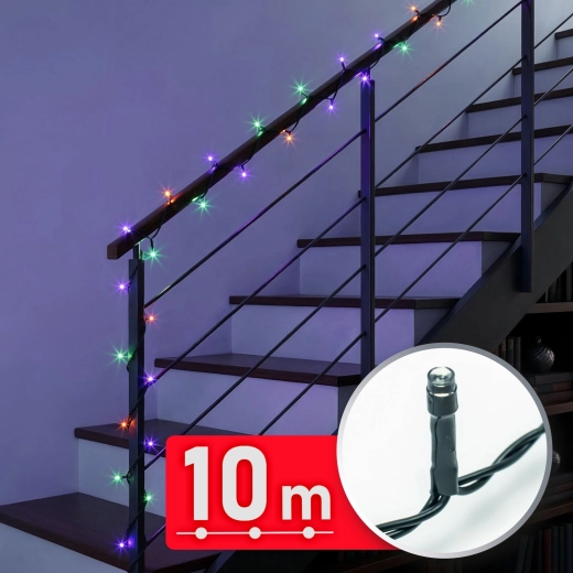 Cadena de luces LED multicolor de 10 m, 200 LED, cable verde