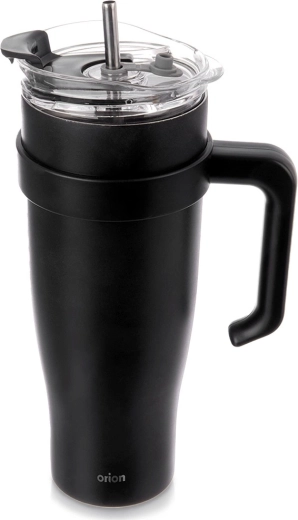 Taza térmica de acero inoxidable con asa 1,2 l negra ORION