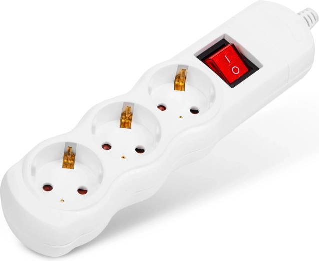 Regleta de enchufes montable con 3 tomas e interruptor, sin cable