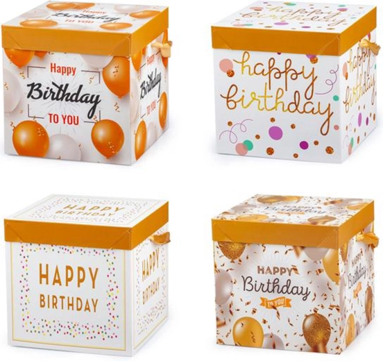 Caja de regalo con cinta 15 × 15 × 15 cm (mix de colores)