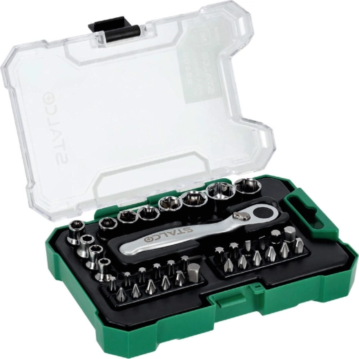 Stalco juego de carraca, puntas y vasos 1/4" (36 piezas)