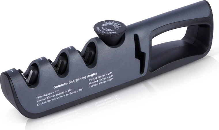 Afilador manual de cuchillos con ajuste continuo de ángulo 14–24° y cuatro etapas de afilado Vilde