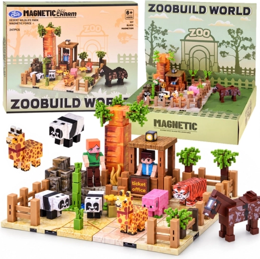 Bloques de construcción magnéticos Zoo – bloques pixelados de 247 piezas