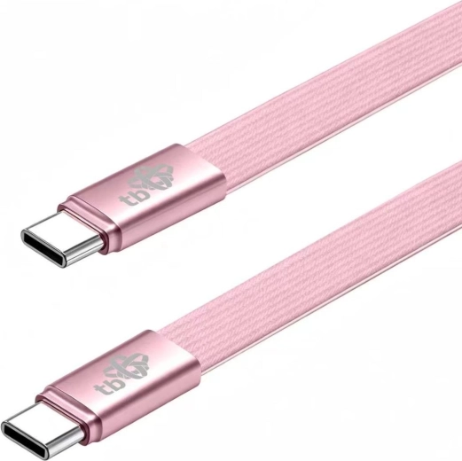 Cable plano de silicona USB-C a USB-C de 1 m, rosa empolvado