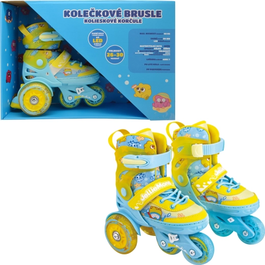 Patines infantiles con ruedas luminosas amarillos (talla 26–30)