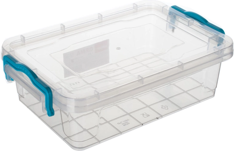Recipiente Gema rectangular de 1,8 l con asas turquesa