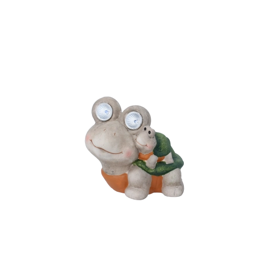 Figura decorativa de jardín de tortuga con ojos LED 15 × 12,5 × 14,5 cm