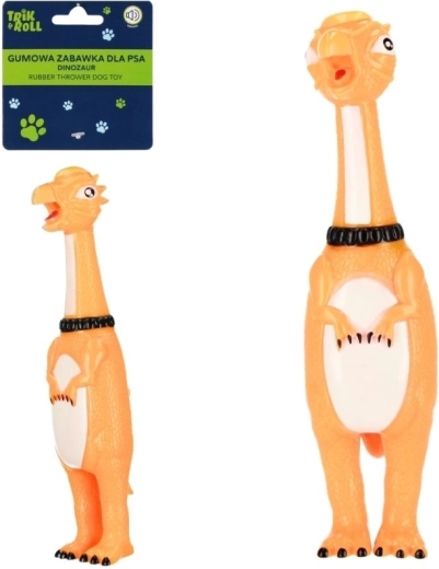 Dinosaurio de goma para perro con chirriador