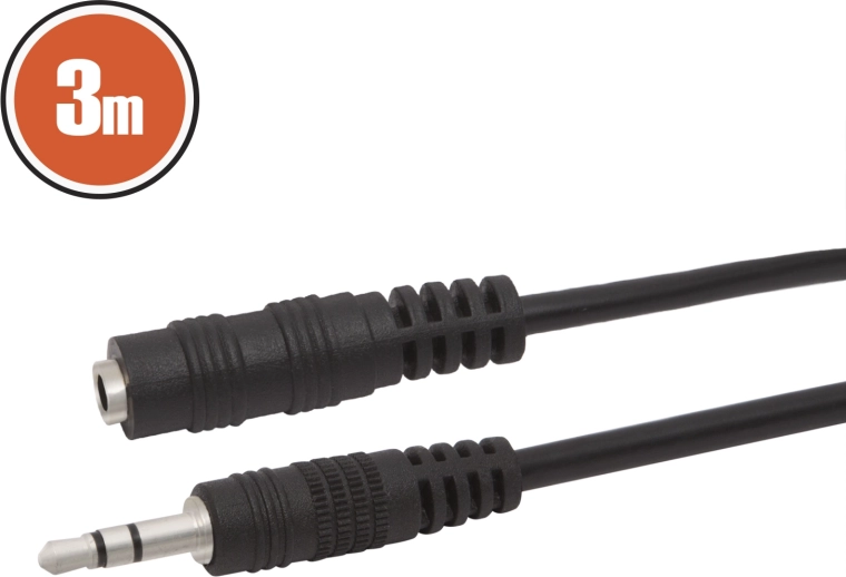 Cable alargador de audio Jack de 3,5 mm, 3 m, negro