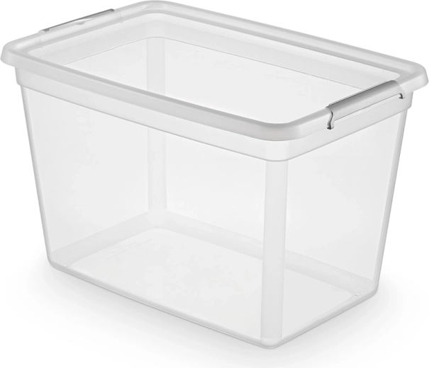 Basestore caja de almacenamiento con tapa y clips de 60 l (58 × 39 × 35 cm)