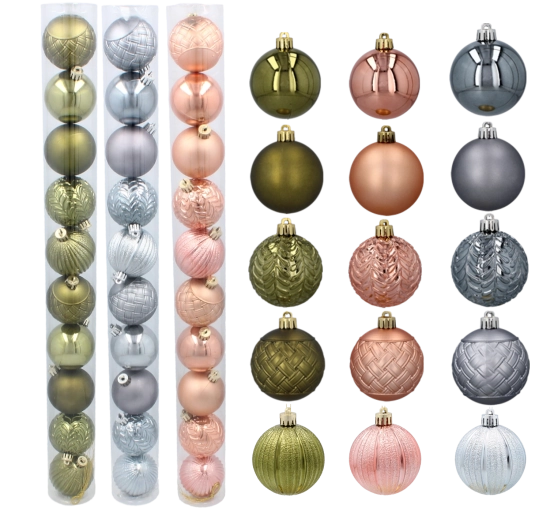 Juego de bolas navideñas de 6 cm – oliva, cobre y grafito, 10 uds.