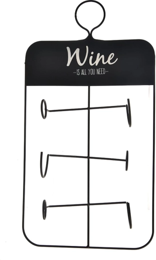 Soporte metálico para vino para 3 botellas negro