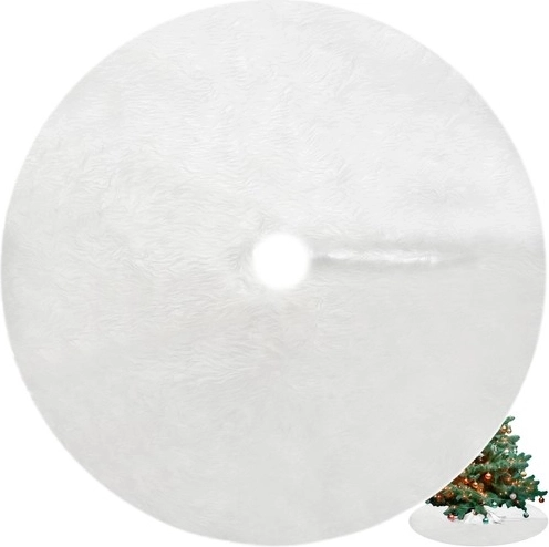 Falda blanca de pelo sintético para debajo del árbol de Navidad 150 cm
