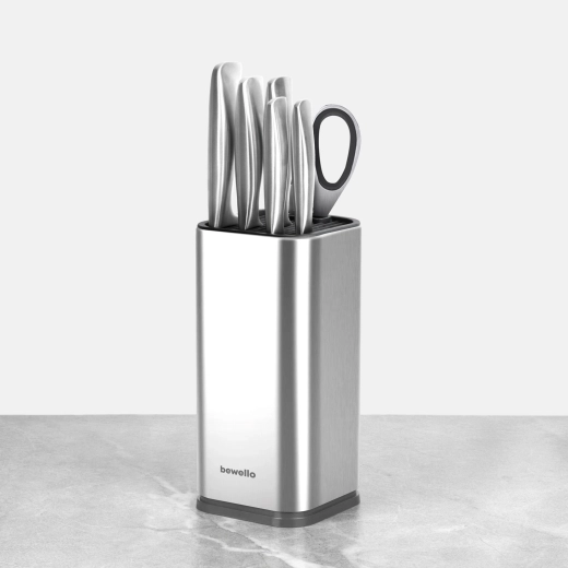 Juego de cuchillos de cocina con soporte, 7 piezas, acero inoxidable