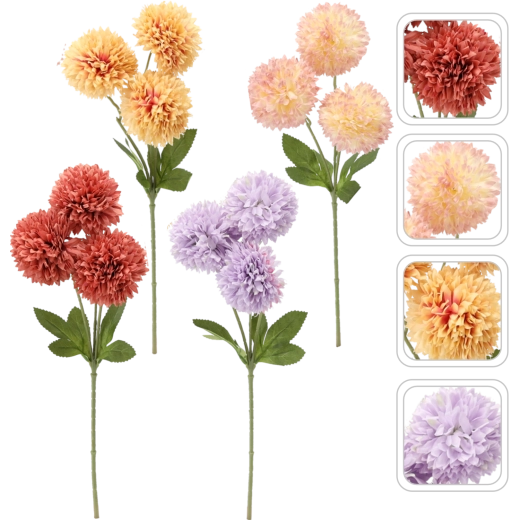 Rama artificial – ramo de 3 dalias, 43 cm, mix de colores