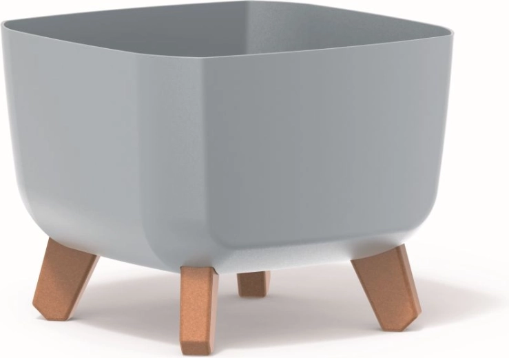 Maceta Gracia Square 39 × 39 × 27 cm gris claro con patas