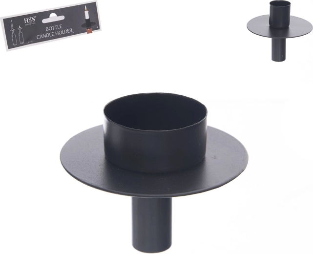 Candelero metálico para botella negro