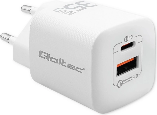 Cargador de red GaN ultra de 35 W, USB‑C PD + USB‑A, blanco