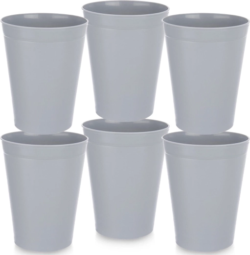 Vasos de plástico SANDY grises 300 ml, 6 uds.
