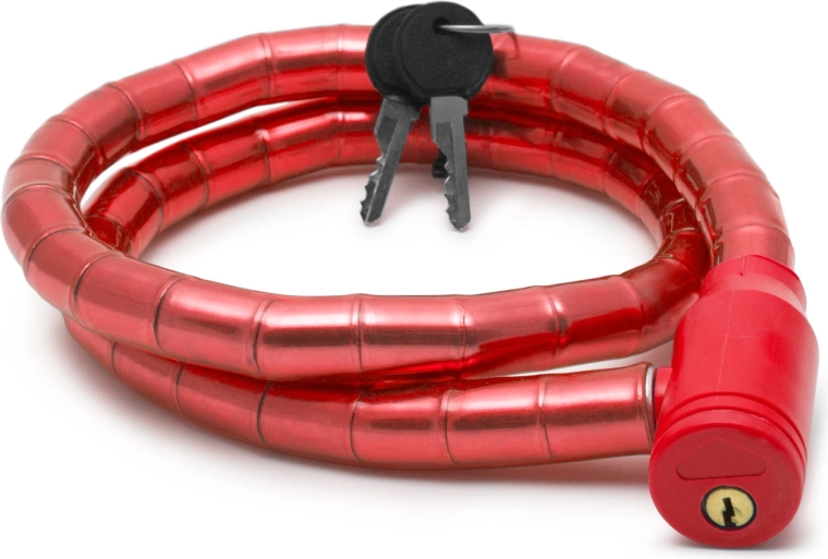 Candado de cable rojo para bicicleta