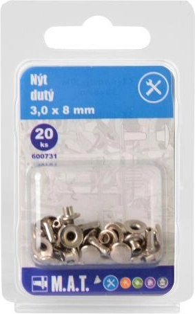 Remache hueco 3 × 8 mm (20 uds)