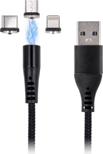 Cable de carga magnético Maxlife 3 en 1 1 m, 2 A, negro