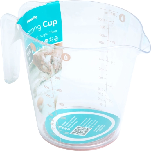 Jarra medidora de plástico con forma de vaso de 1 l