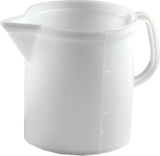 Jarra medidora de plástico 5 l con escala – blanca