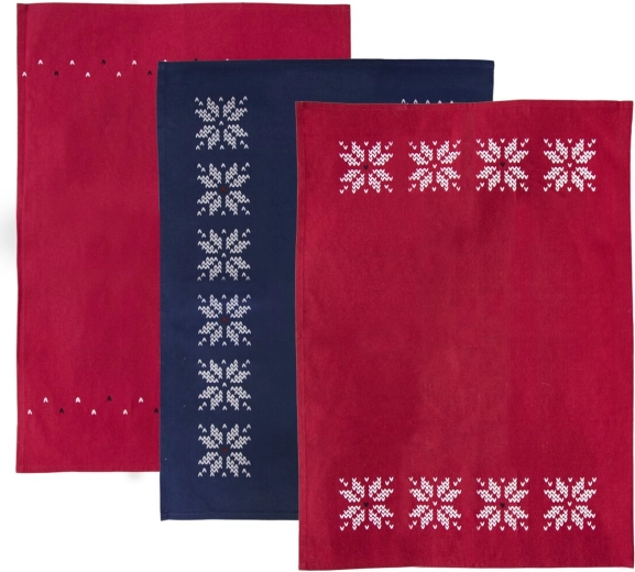 Paños de cocina de algodón Jersey navideño 3 uds