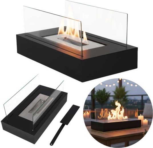 Chimenea de bioetanol de sobremesa sin humo, rectangular