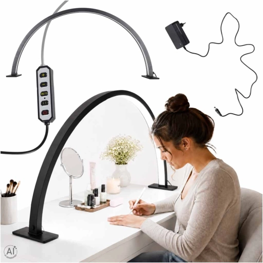 Lámpara de mesa cosmética LED sin sombras para manicura – arco, negra