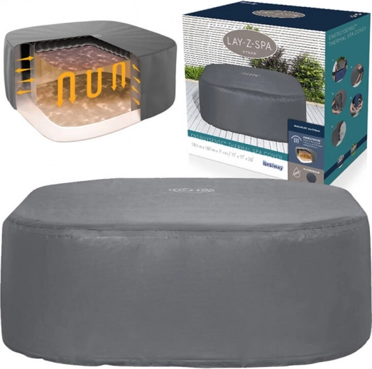 Cubierta térmica para jacuzzis cuadrados BESTWAY Lay‑Z‑Spa EnergySense, 180 × 180 × 71 cm