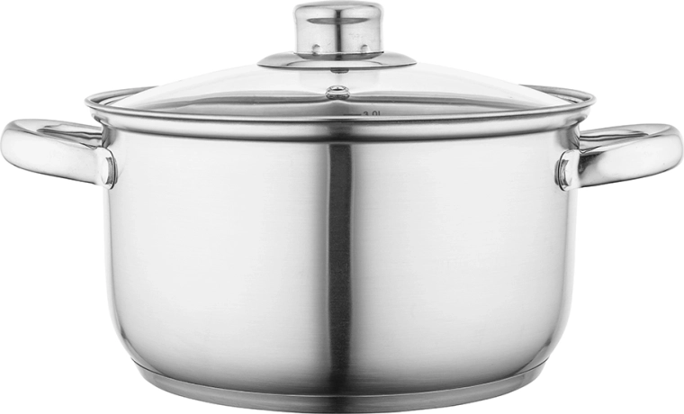 Olla de acero inoxidable Fabio 20 cm, 3,6 l con tapa de vidrio