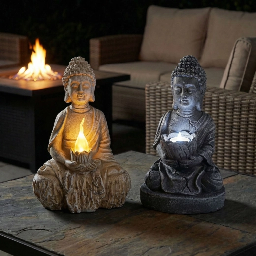 Estatua LED solar de Buda - 1 unidad