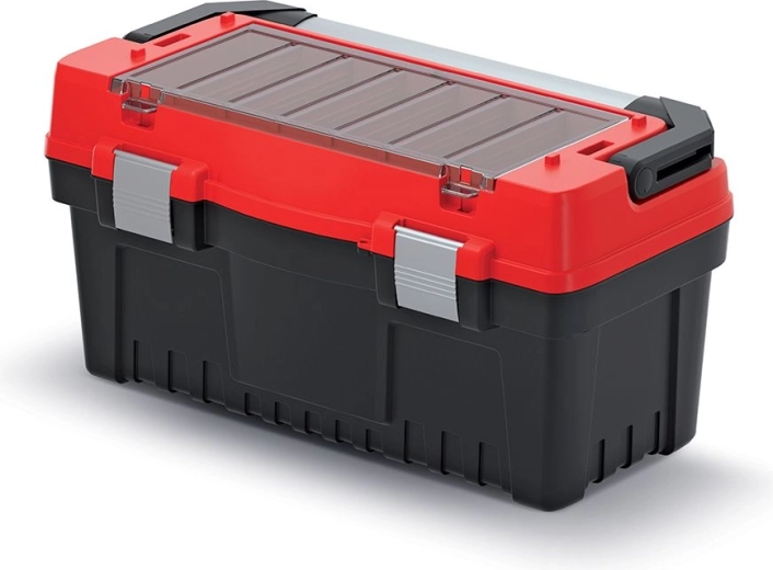 Maletín para herramientas con asa y cierres metálicos EVO, 548 × 274 × 286 mm, rojo